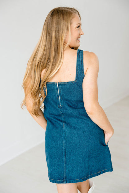 Denim Square Neck Dress